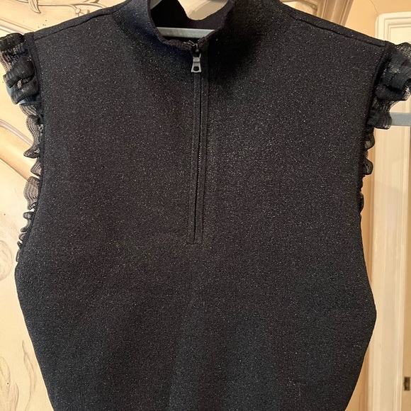 Black Cropped Alice + Olivia knit top - Picture 2 of 6